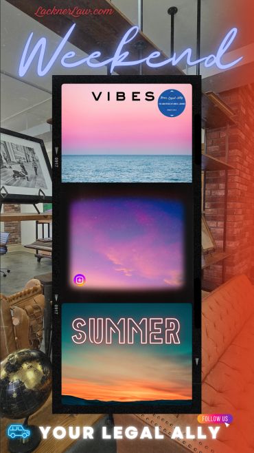 Digital display with summer and weekend vibes in a cozy office setting.
