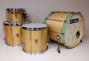 Truth Custom Drum Set Kit Louis Vuitton Wrap Vintage Gold Hardware Mohogany  Shells Truth Drums