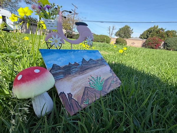 Inspired by the desert scene in Quartzite Arizona
Painted on a  5 by 7 canvas 