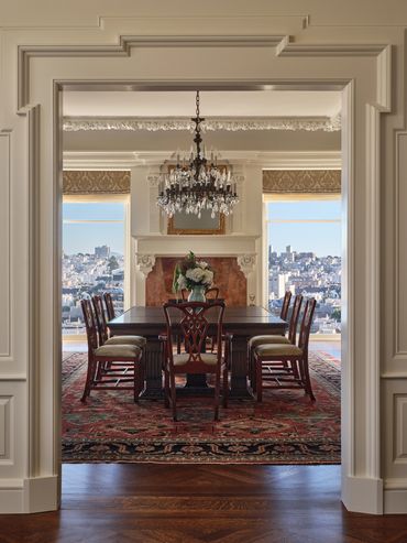 Dining room in a San Francisco residence designed by Moksa Studio. Photography by Michael Clifford. 