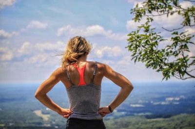 woman sport soft tissue massage sports massage climbing achievement wellness exercise relaxation