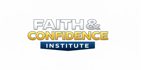 Logo of Faith &amp; Confidence Institute with bold text and a ribbon banner.