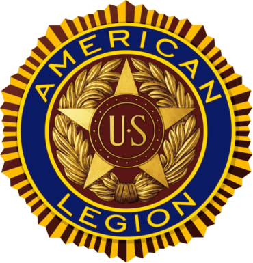 American Legion emblem with gold and blue design.