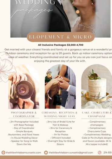 Elopement and micro wedding packages for engaged couples looking for a budget friendly ceremony 