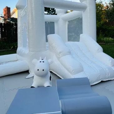 trendy white bouncy house