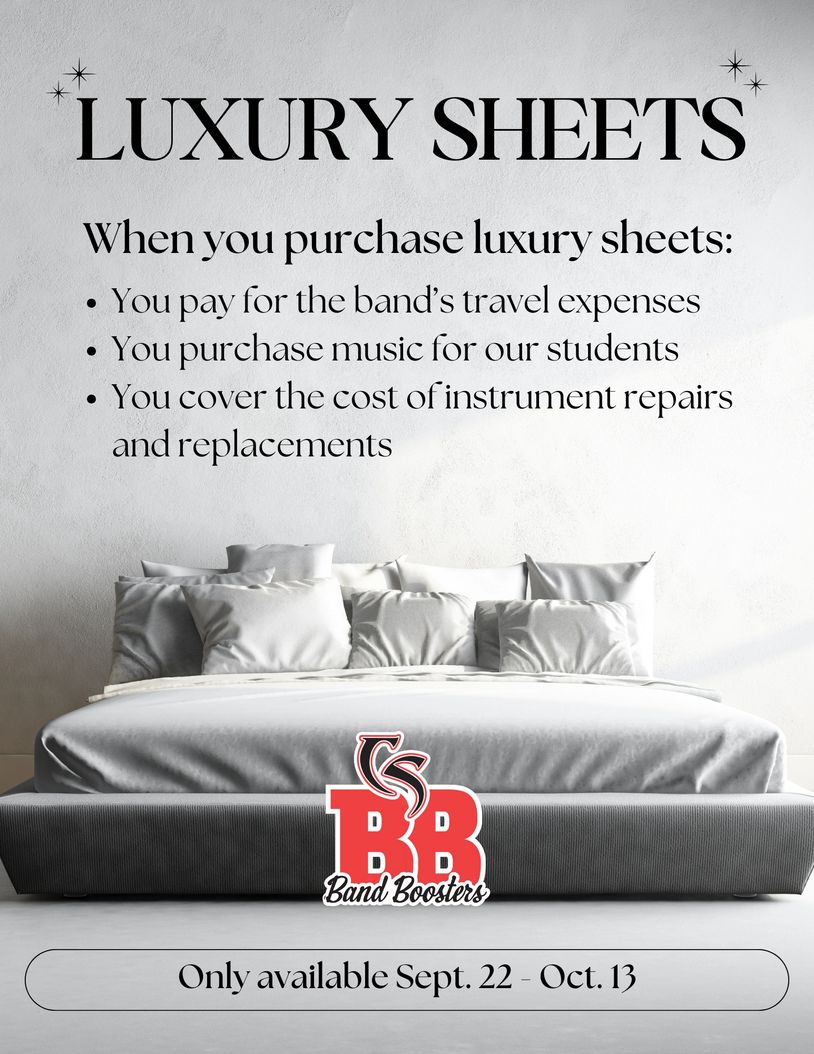 Buy luxury sheets AND support our band and color guard students!