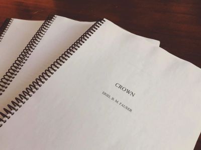 Bound and printed copies of my MFA Thesis, Crown.