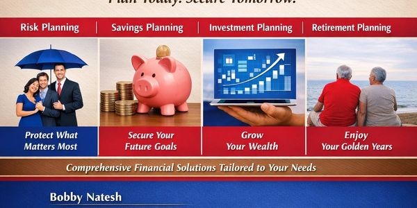 Financial planning services emphasizing risk, savings, investment, and retirement.