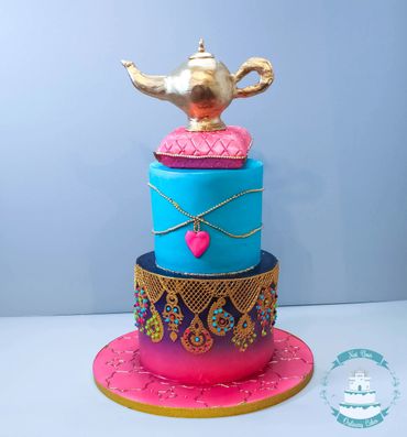 Alad cake , lace cake, airbrush cake, hot pink cake, purple cake, lamp topper, pillow topper, 