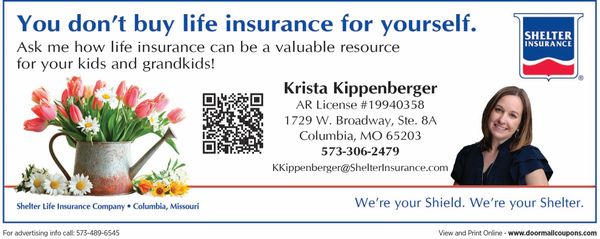 Life insurance ad highlighting protection for kids and grandkids from Shelter Insurance.
