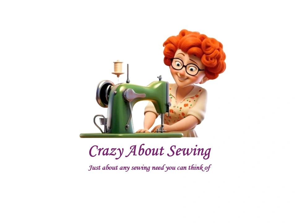 Animated woman happily sewing with a green sewing machine.