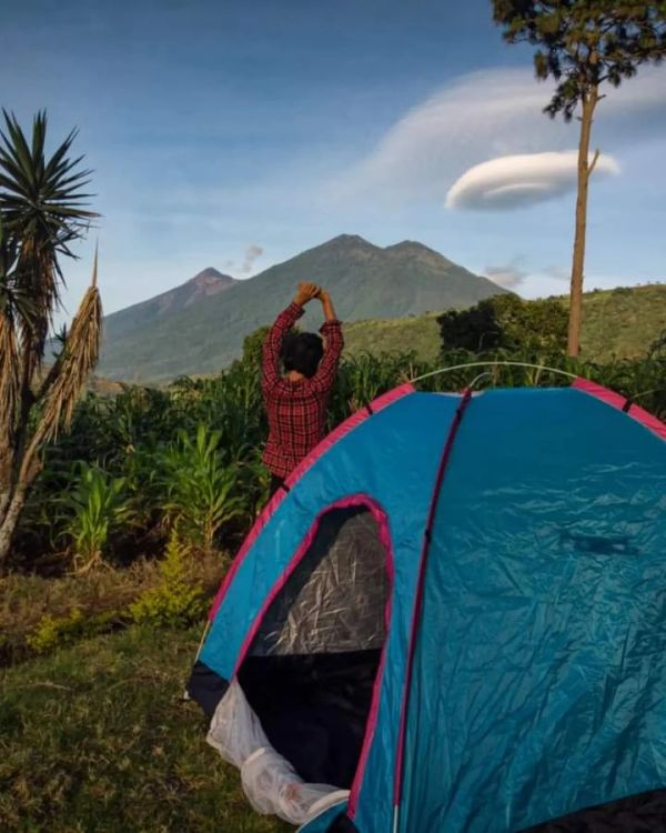 Tent with mountain view
