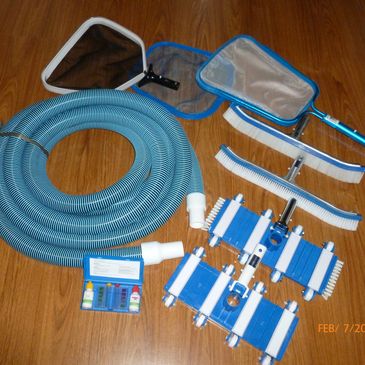 Swimming pool equipment, swimming pool supplies, swimming pool cleaning accessories