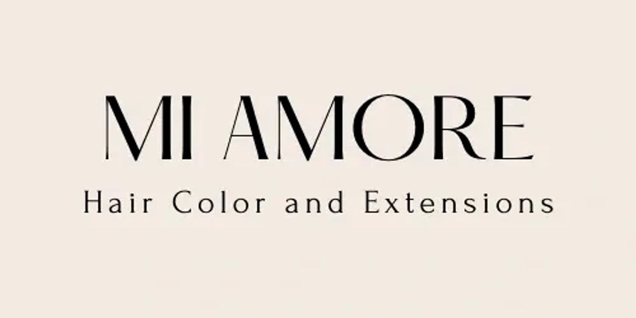 Elegant logo for Mi Amore Hair Color and Extensions.