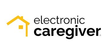 Logo featuring a yellow house icon and the words 'electronic caregiver'.