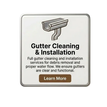 Advertisement for gutter cleaning and installation services ensuring clear and functional gutters.
