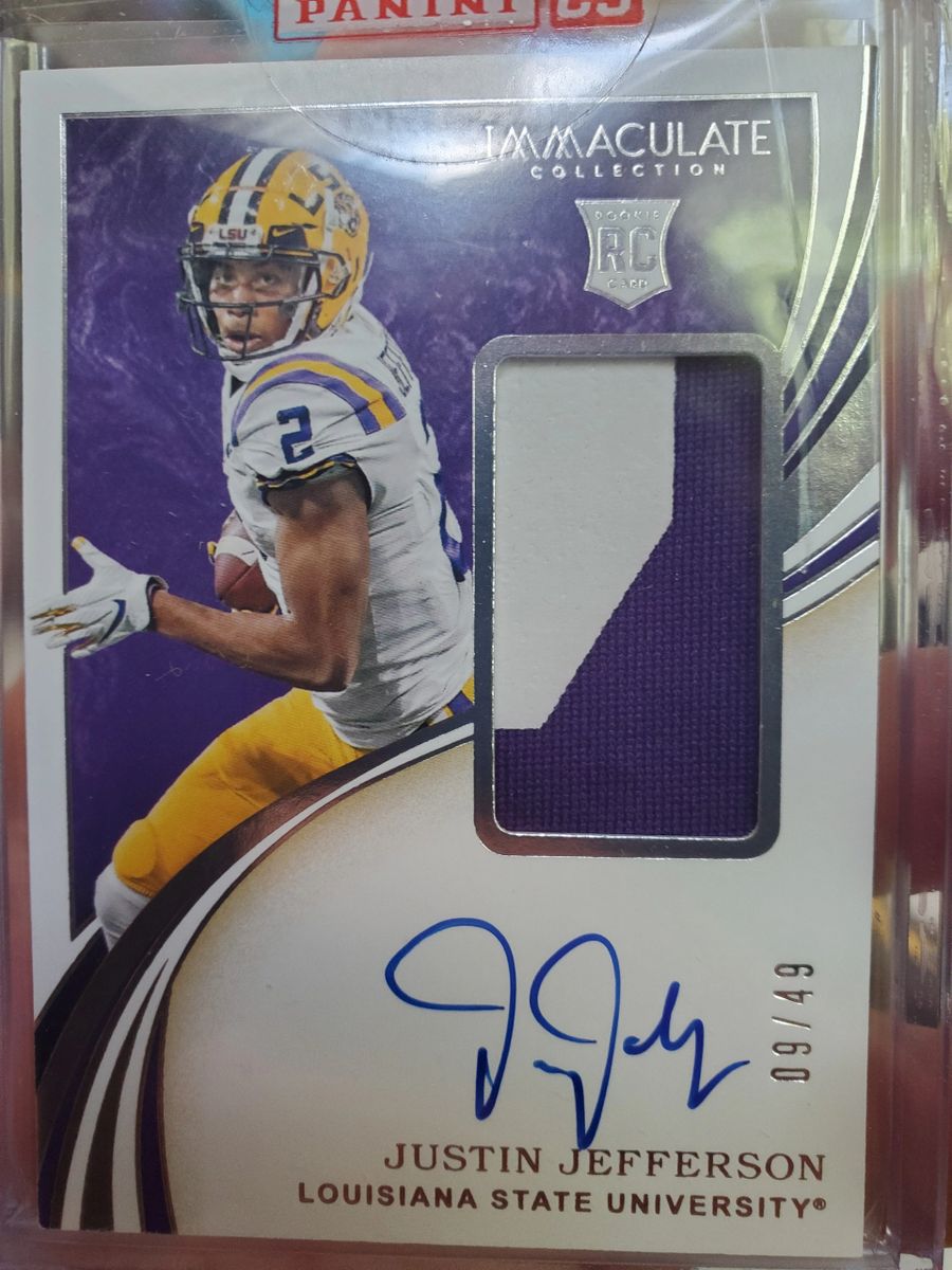 Justin Jefferson Signed 19 Nat Champs Inscription LSU College Purple F — RSA