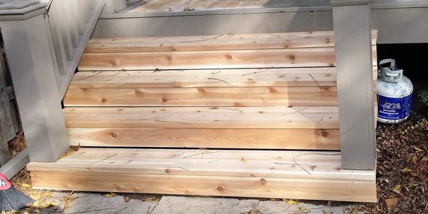 Stair repair, cedar, custom stringers, Home Repair, Handyman, Odd Jobs