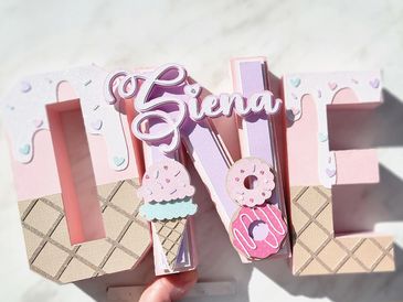 Handmade cardstock 3d letters ONE 