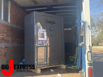 Gun safe in the back of moving truck