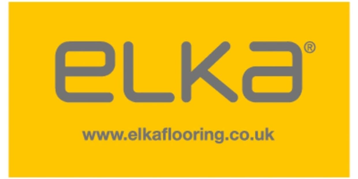 Elka logo with website on yellow background.