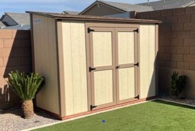 Custom lean-to style shed built in a Queen Creek AZ backyard
