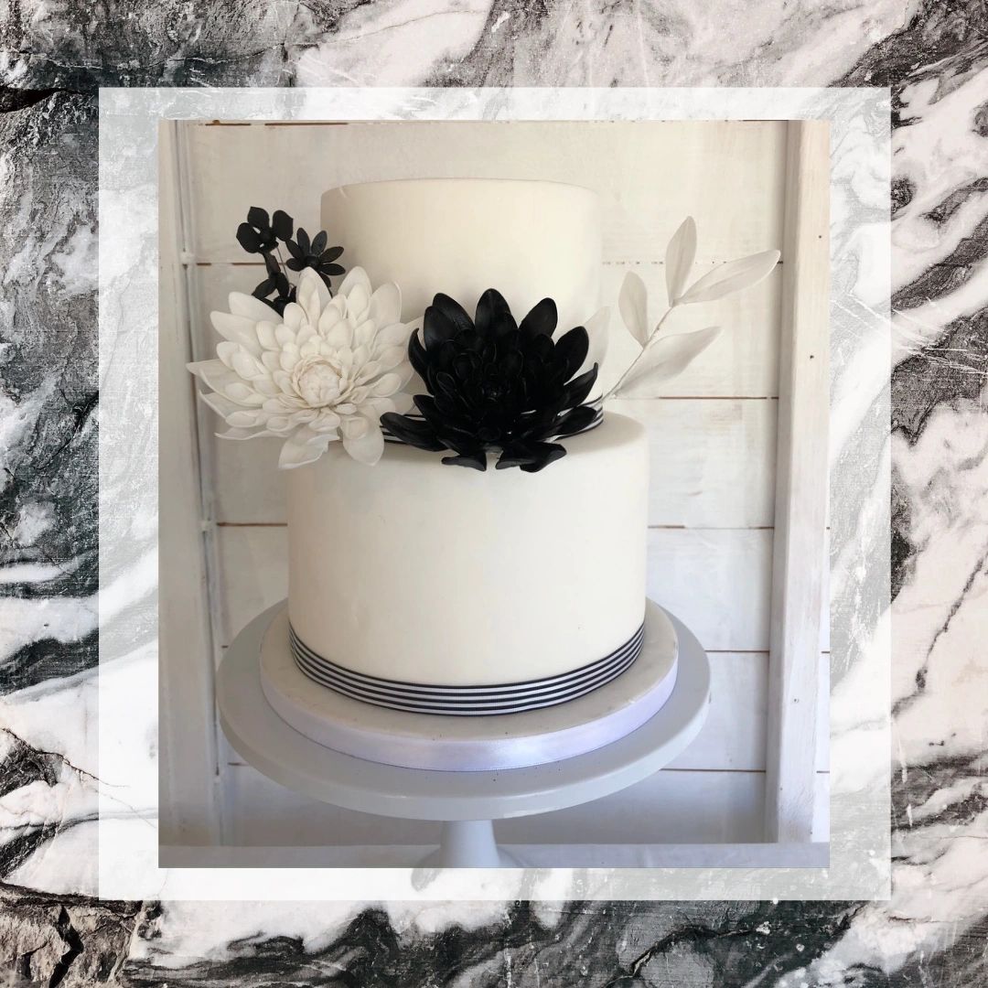 Black & White Wedding Cake | Simple white 2 tier stacked wed… | Flickr