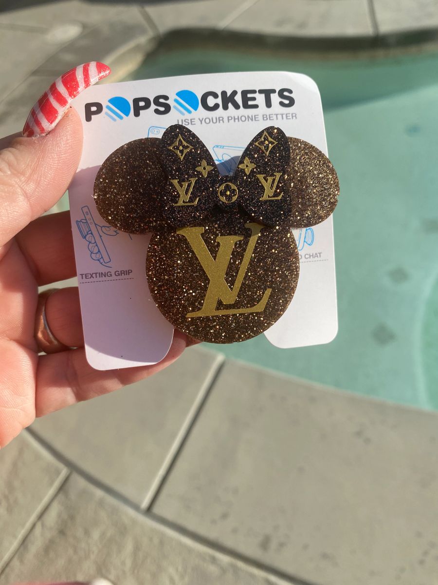 LV Gift Two Initials on Black Letter LV Monogram PopSockets PopGrip:  Swappable Grip for Phones & Tablets