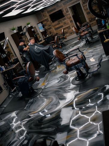 Achieve an epoxy floor unlike no other! this work of art was created for @ Br Barber Lounge no1.