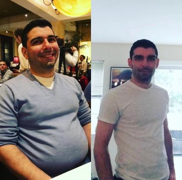 Before and after weight loss transformation of a man.