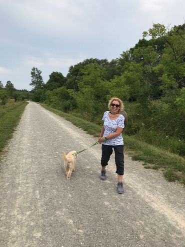 My pup and I hiking along the Grand River.