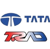 Logos of Tata and T.RAD companies with bold, modern designs.
