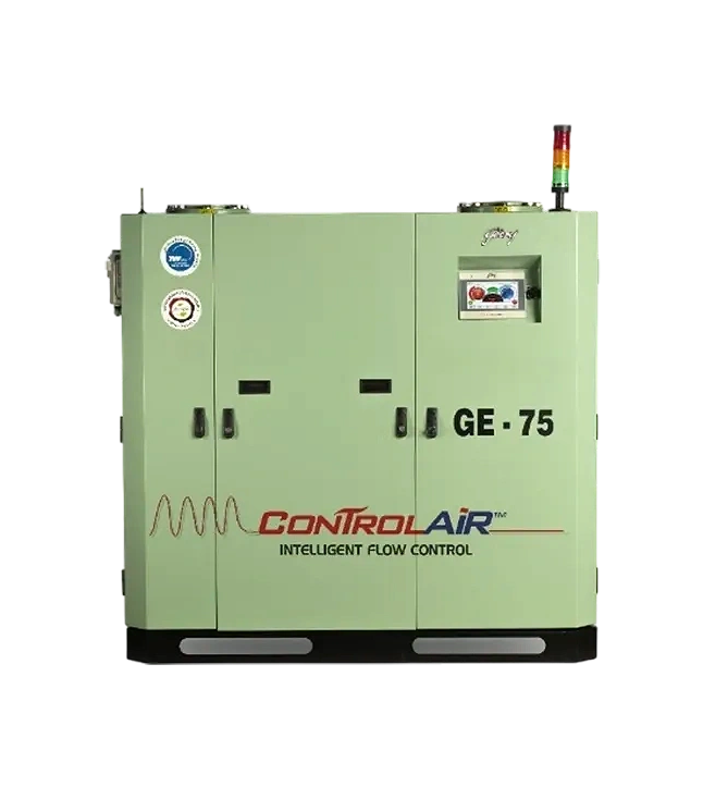 Industrial ControlAir GE-75 intelligent flow control machine in green.