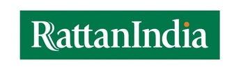 Logo of RattanIndia with green background and white text.