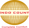 Logo with golden globe and text Indo Count Complete Comfort.