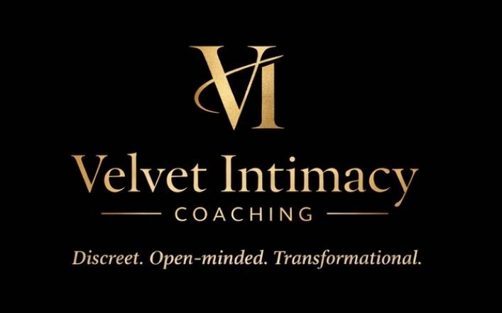 Elegant logo for Velvet Intimacy Coaching with a gold and black color scheme.