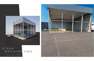 Side-by-side comparison of a scrap machine design and its real-world construction.