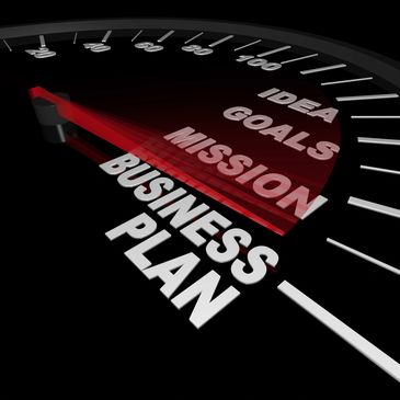 A gauge with idea, goals, mission, business plan