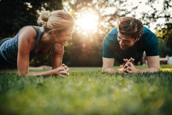 Two people enjoying exercising together