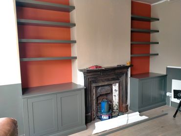 Pair of alcove units with fluted detailing, NW10