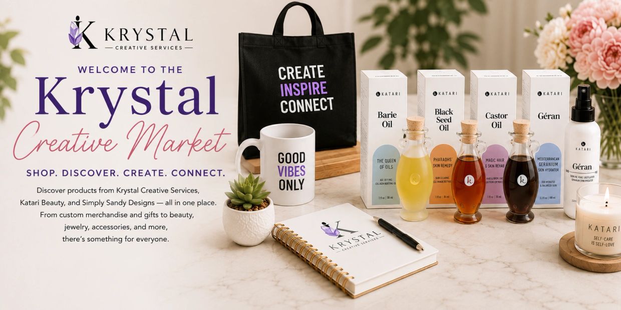 Creative market display with oils, candles, and merchandise.