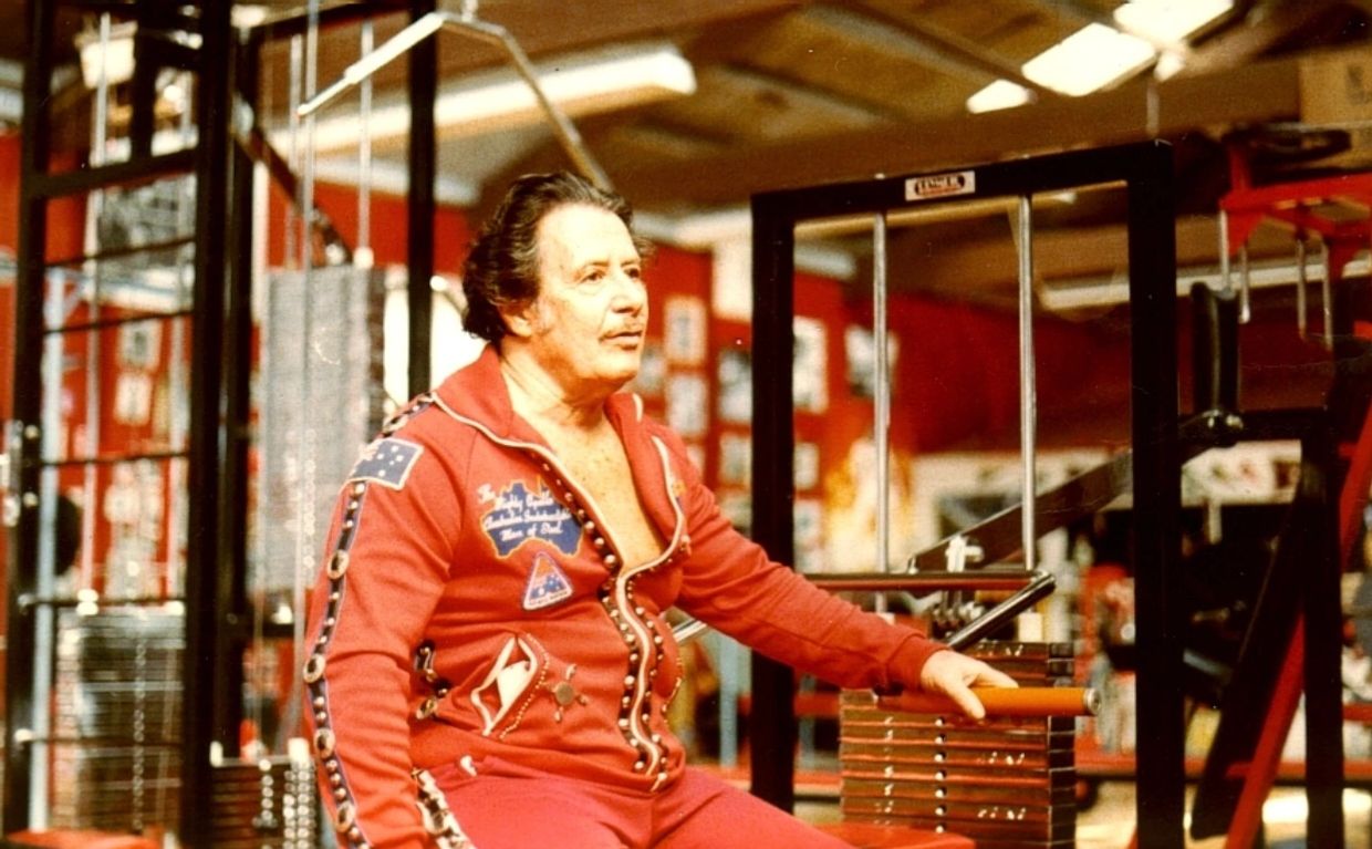
*MIGHTY APOLLO, LATE 1980s, PHOTO INSIDE HIS WEST MELB GYM. GYM PRESENTED IN THE STYLE OF SHOWMAN. 