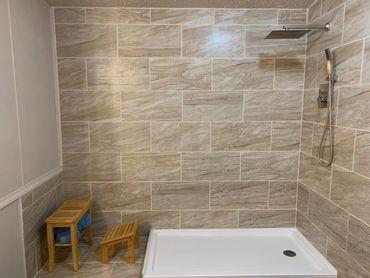 Spa Shower in master bath at Cottage Too