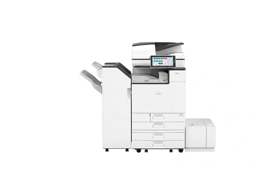 
Ricoh IMC3000 Multifunction Colour Copier. This unit has High Speed network Print, Scan, Fax.