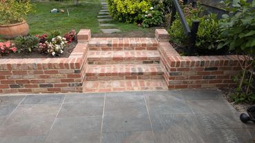 Garden steps with retaining wall