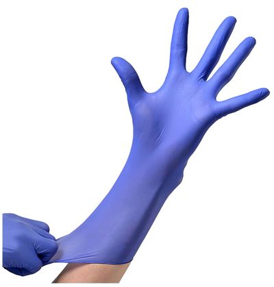 Examination Glove stretching as it is being put on a hand