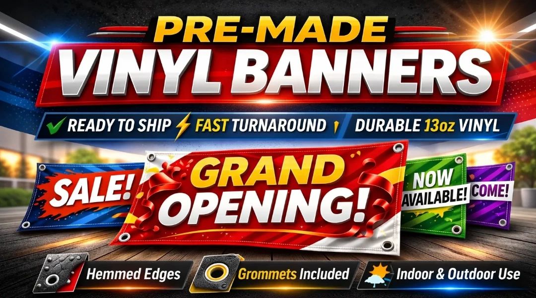 PRE- MADE VINYL BANNER (6 SIZES TO CHOOSE FROM) SET 1