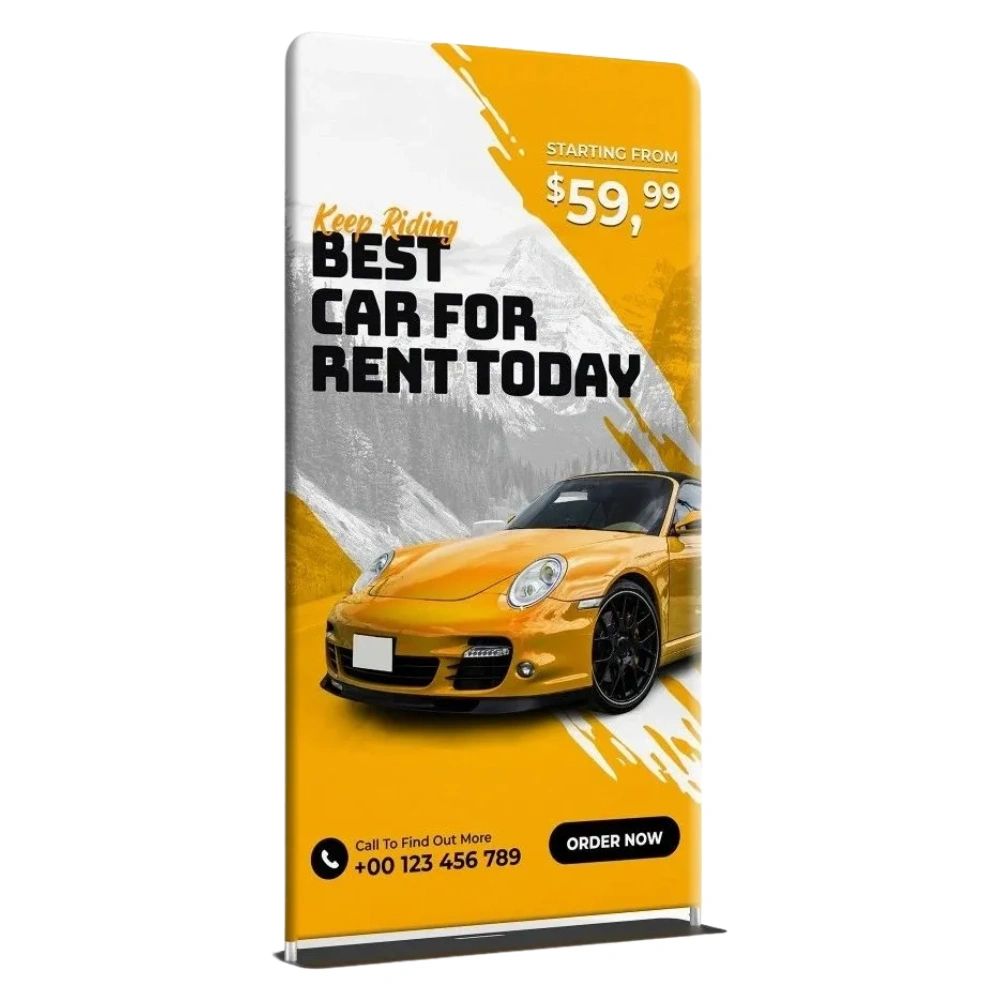TENSION FABRIC BANNER STAND 48" X 90" ( INCLUDES BANNER & STAND)