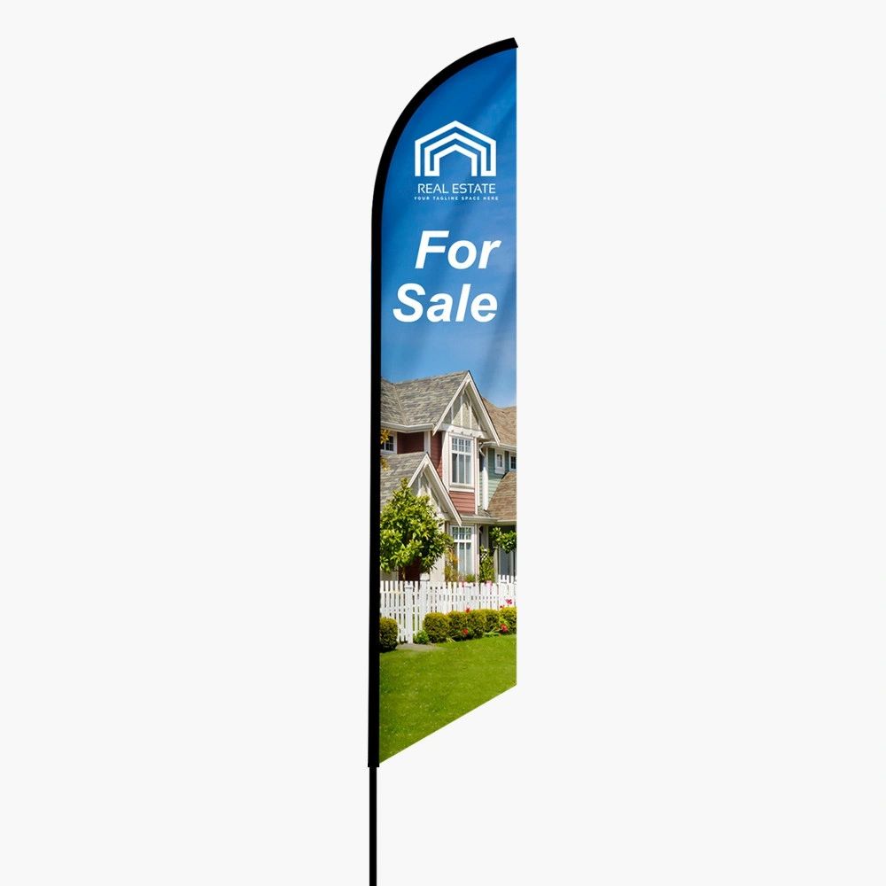 FEATHER ANGLED FLAG BANNER (INCLUDES DESIGN, BANNER, GROUND STAKE & POLE SET)