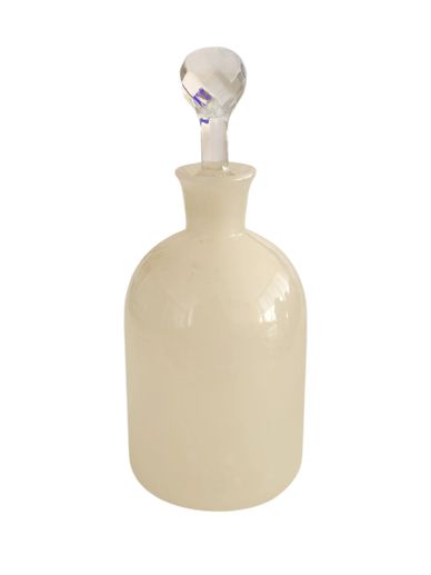Antique White Opaline Glass Perfume Bottle with Faceted Crystal Stopper